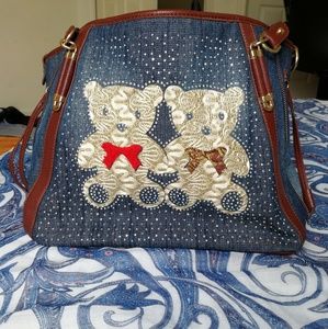 Denim teddybear tote
